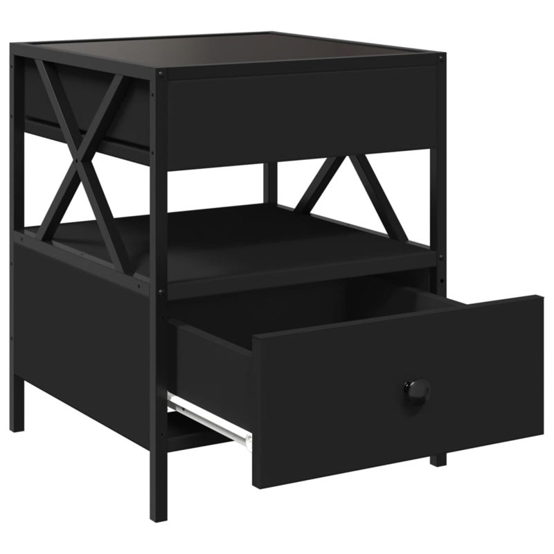 Daneli 40cm W Steel Bedside Table, Black