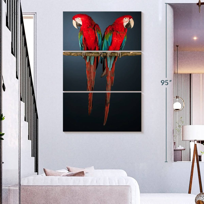 Brampt Red Green Macaws, 23" H x 14" W