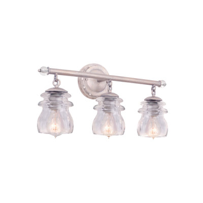Meuble-lavabo argenté perlé 3 lumières Brierfield Kalco