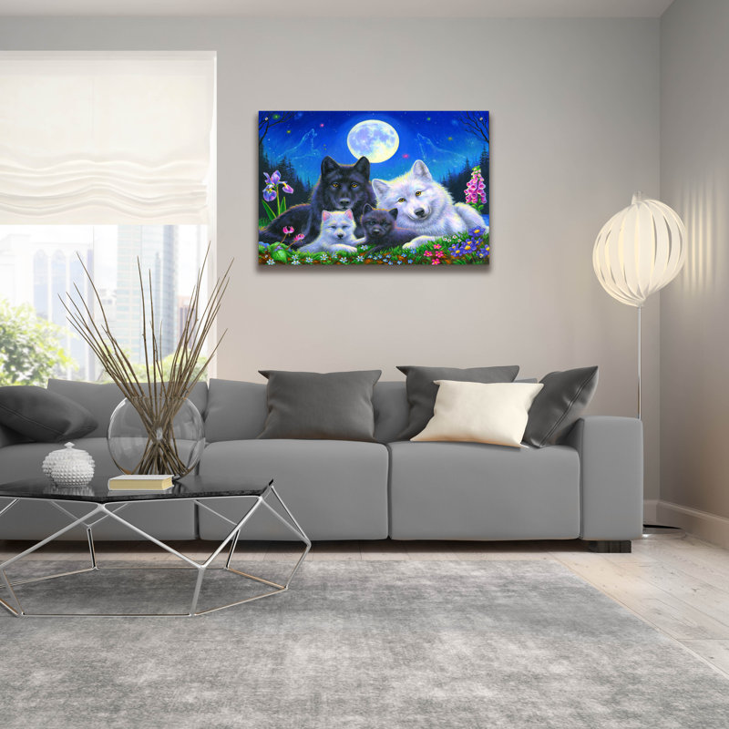 «Howling Moon» par Bridget Voth, art mural en verre acrylique, H 24 po x l 36 po x P 0,2 po