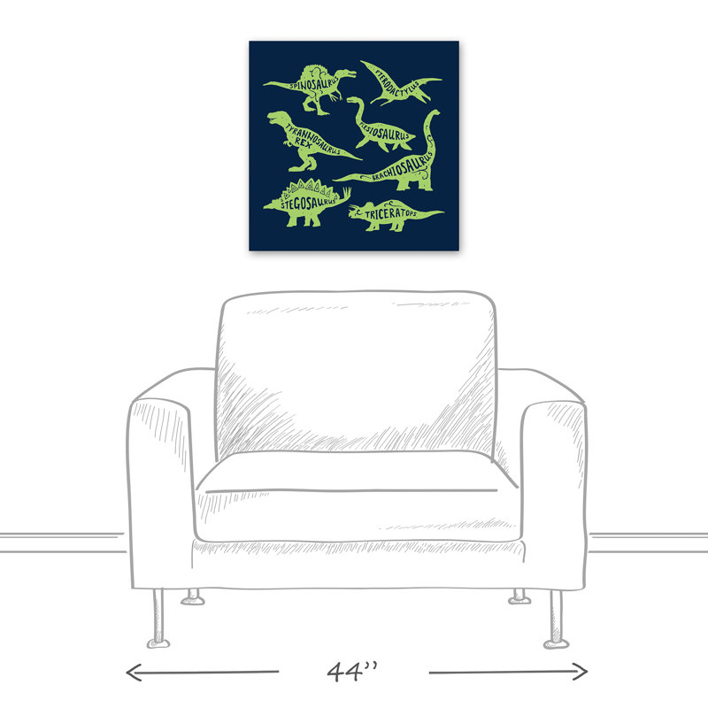 Art sur toile dino names Amapola, H 12 po x l 12 po x P 1,25 po, Marine / vert