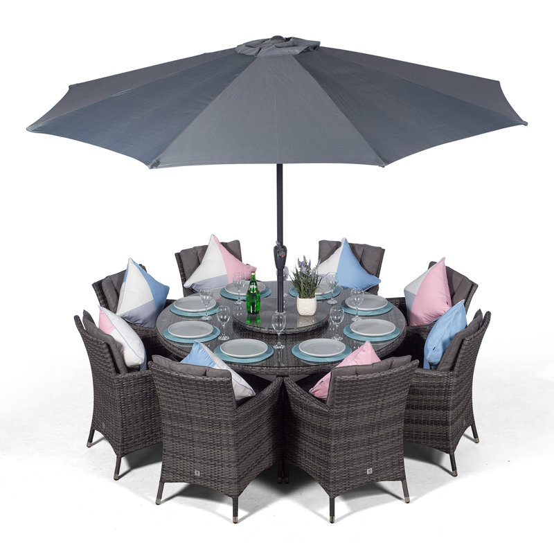 Karcher 8 Seater Dining Set with Cushions and Parasol