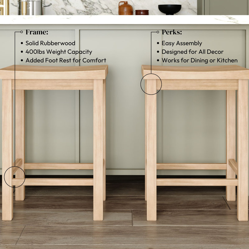 Solid Wood Counter Stool with Solid Wood Frame, Blonde