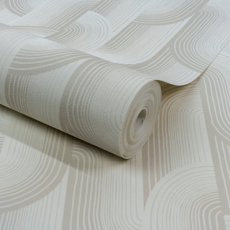 Precious Weaves Collection Geometric Swirls Wallpaper Roll, Cream