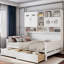 Lit de jour en bois tout-en-un Bellinger avec 2 tiroirs, armoires et tablettes-856040727-856040726