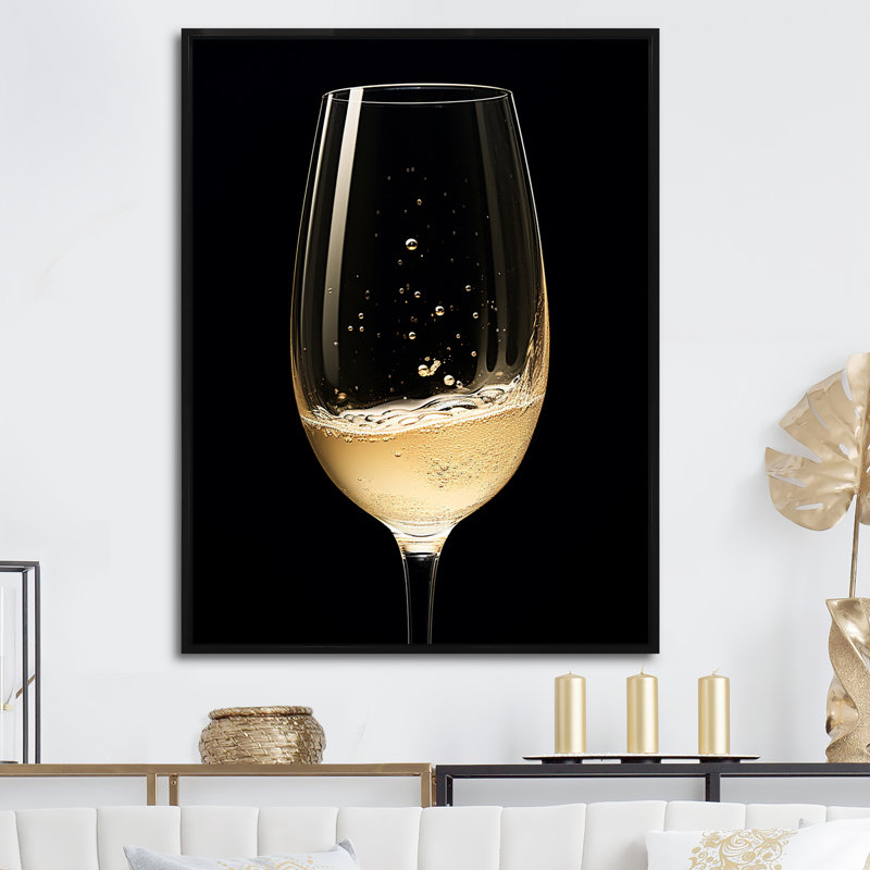 Bruts Crystal Champagne - Champagne, reproduction d'art sur toile encadrée, Cadre flottant noir, H 44 po x l 34 po x P 1,5 po
