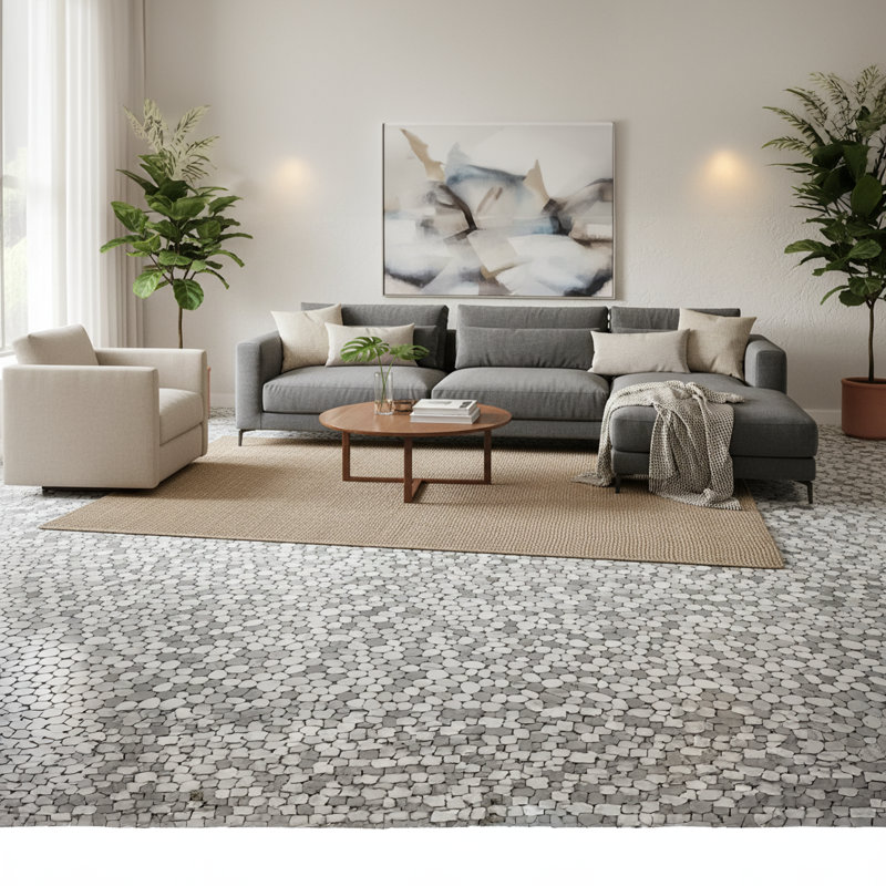 Carreau de mosaïque pour mur et plancher Pebble 12 po x 12 po Pebble, Gris