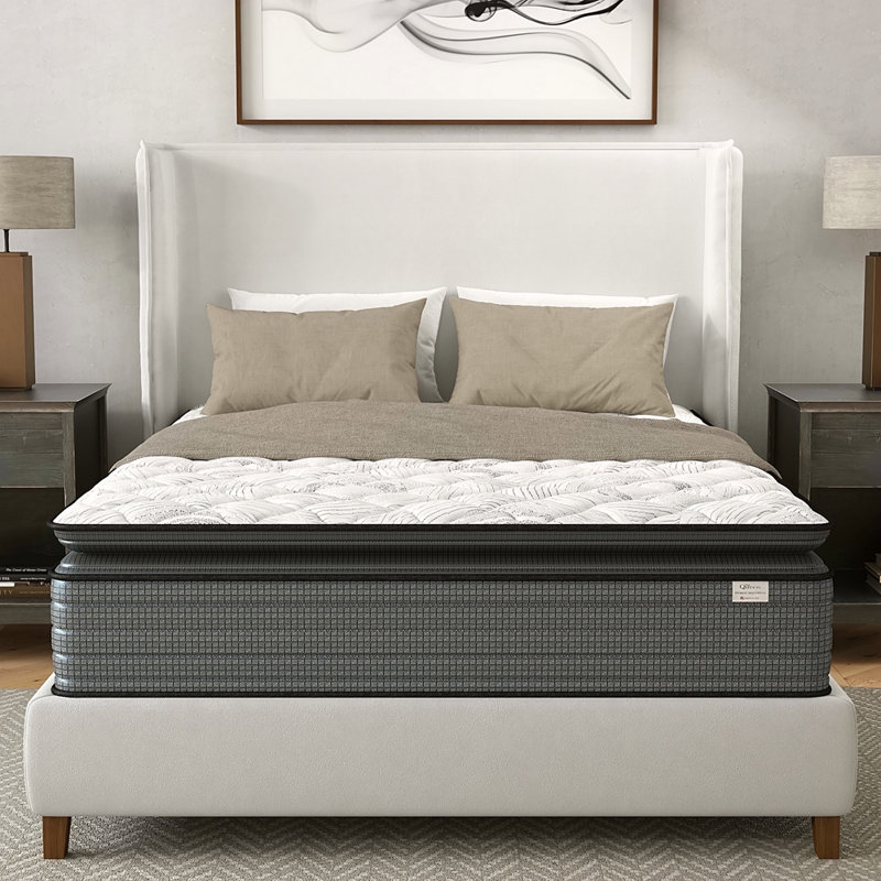 Napqueen Isabella 14 Inch Twin Hybrid Pillow Top Mattress, Certipur-US Certified, Lit simple