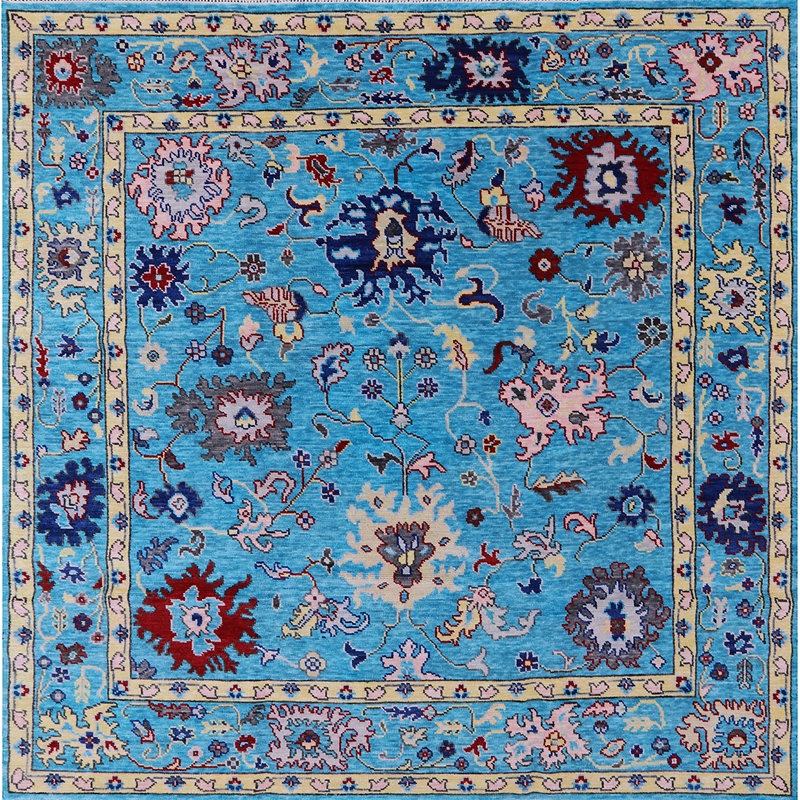 Tapis oriental bleu / rouge / jaune Hansboro, Carré 6 pi