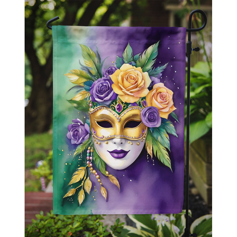 Double Sided 15.5 in. H x 11.25 in. W Polyester Mardi Gras Garden flag