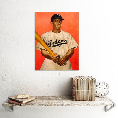Vintage Portrait Jackie Robinson Baseball Brooklyn Dodgers 1 Piece Wall Art