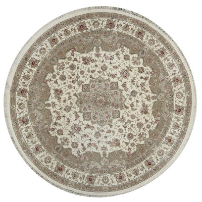 Tapis ivoire et ivoire noué à la main de haute qualité