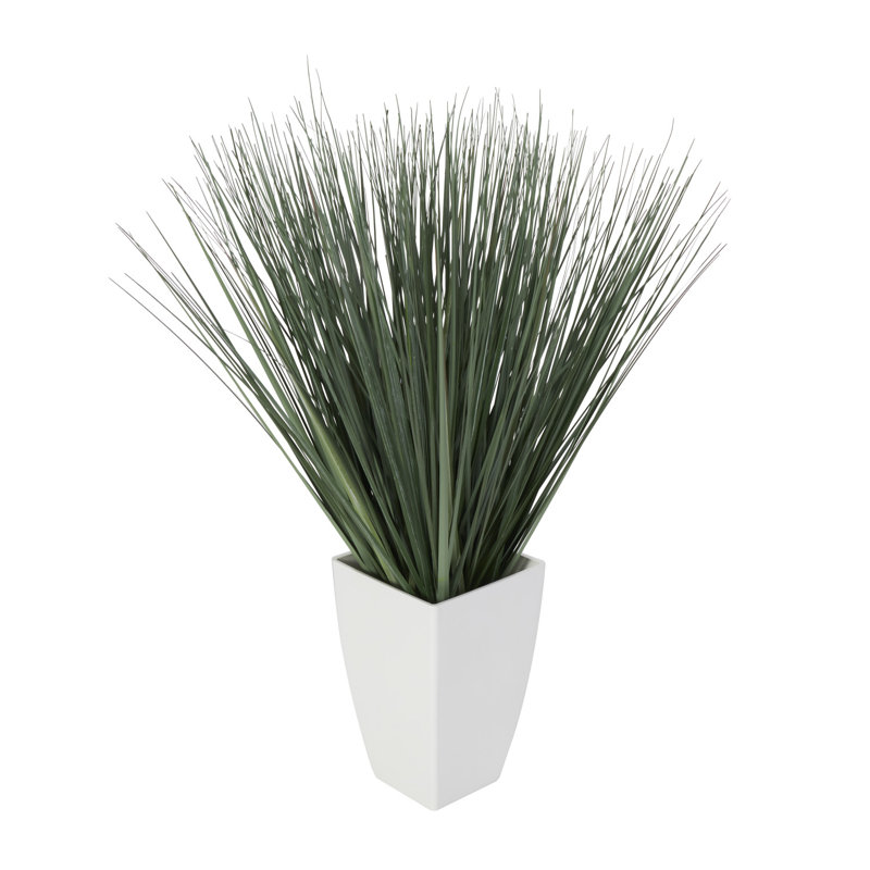 Plante artificielle verte à l'intérieur avec pot en plastique blanc, Vert, H 28 po x l 20 po x P 20 po
