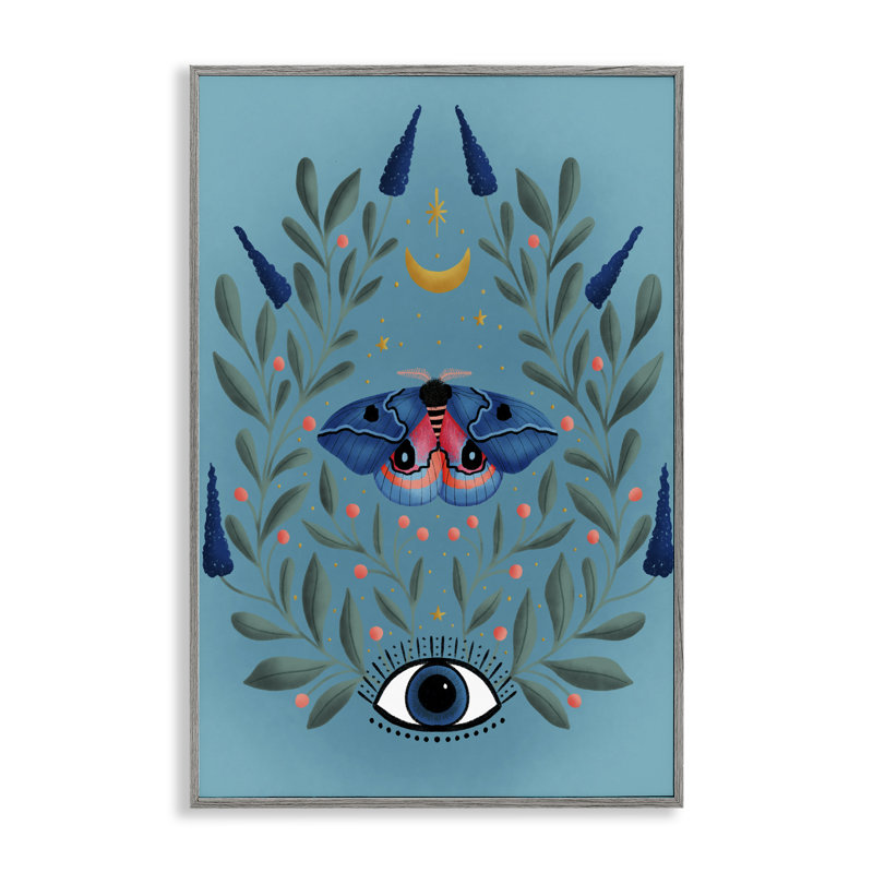 «Mindfulness Moth & Eye», art de la giclée par Metka Hiti, H 30 po x l 20 po, Estampe numérique Farmhouse