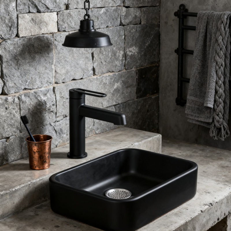 Modern Hollow Lever Handle Bathroom Faucet Single Hole Vessel Sink Faucet For Countertop Installation, Matte Black