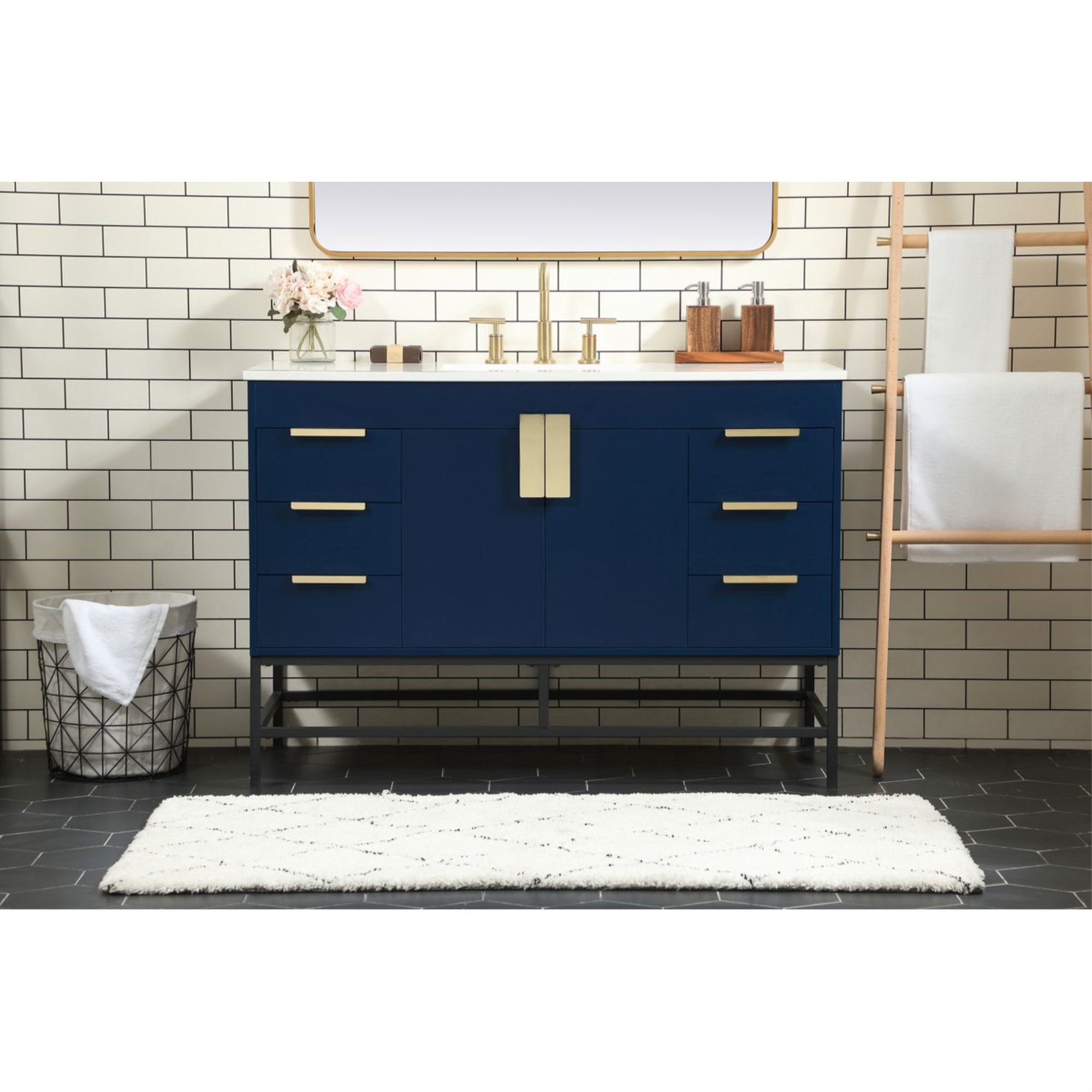 Eugene 48'' Single Bathroom Vanity with Engineered Marble Top