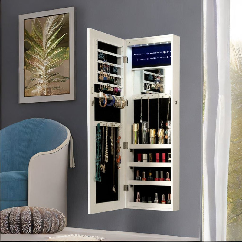 Armoire à bijoux murale large 14,24 po Arelus, Blanc