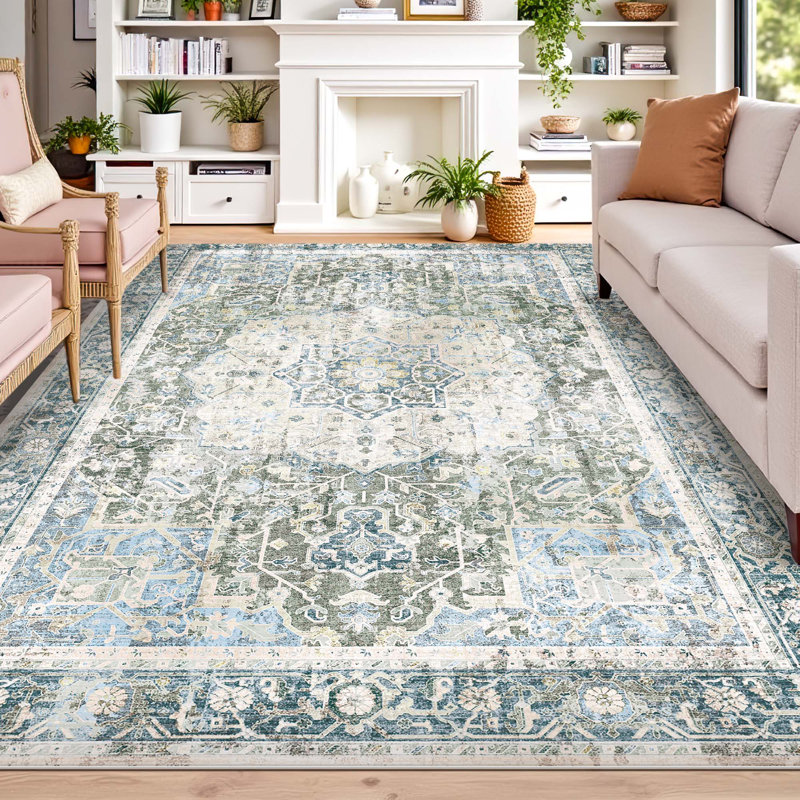 Tapis d'intérieur délavé et antidérapant, Rectangle 5 pi x 7 pi
