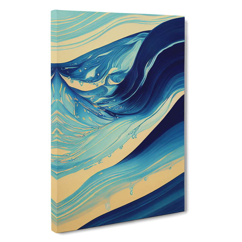 Ocean Wave Paint Abstract - Wrapped Canvas Print, 50cm H x 35cm W x 3cm D