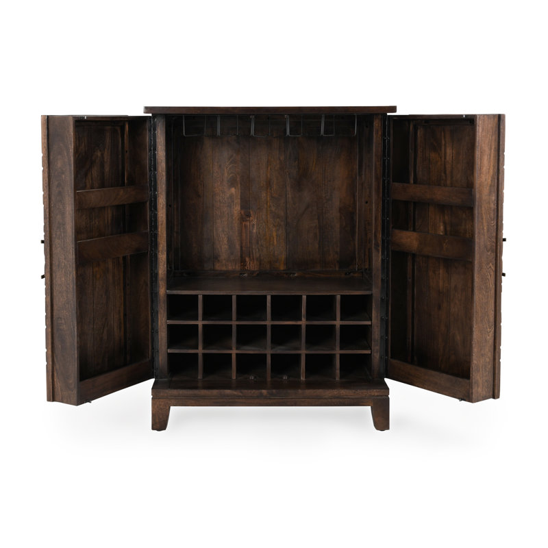Viva 36'' Bar Cabinet, Solid Wood/Dark Brown