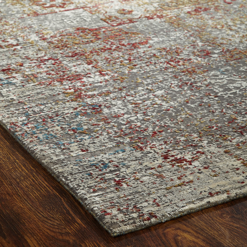Oriental Area Rug in Gray, Rectangle 9'9" x 13'9"