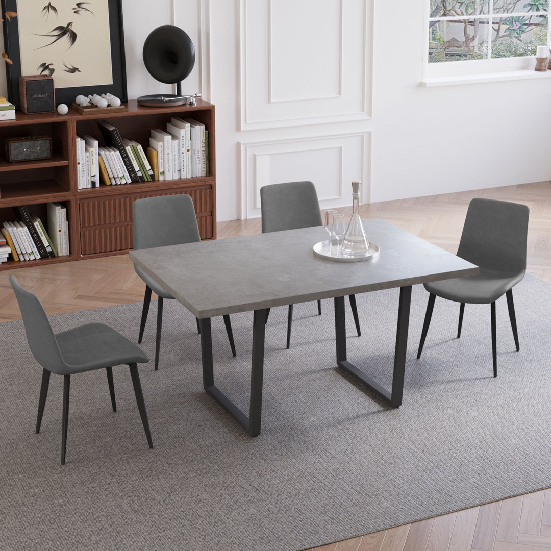Malaia 5-piece rectangular dining table set with 4 matching chairs for dining room, kitchen and rooms George Oliver Chair 