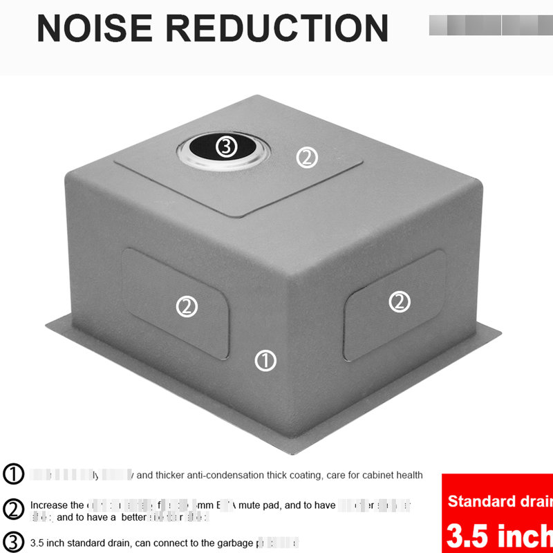 Évier de cuisine encastrable de calibre 16 - Acier inoxydable 23 po avec fonction d'insonorisation et grille de vaisselle 23 po x 18 po x 10 po