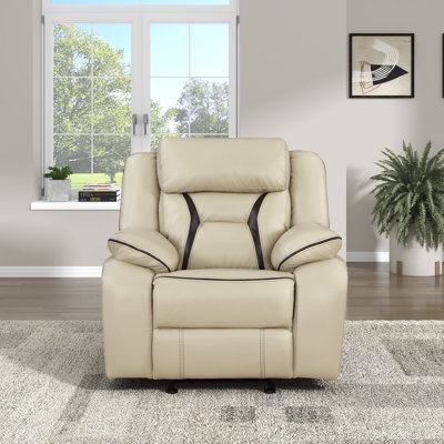 Selinger 40" Modern & Contemporary Breathable Faux Leather Glider Reclining Chair with Gentle Gliding Motion & Contrast Piping