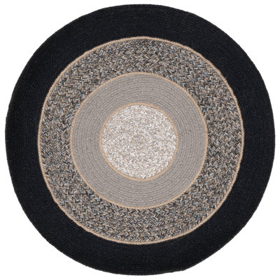 Tapis tressé noir / gris 756