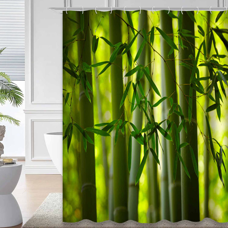 Green Zen Bamboo Forest Nature Shower Curtain with 12 Hooks, L 78 po x l 72 po