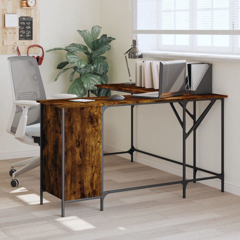Desk 141x141x75 cm Engineered Wood, Smoked Oak