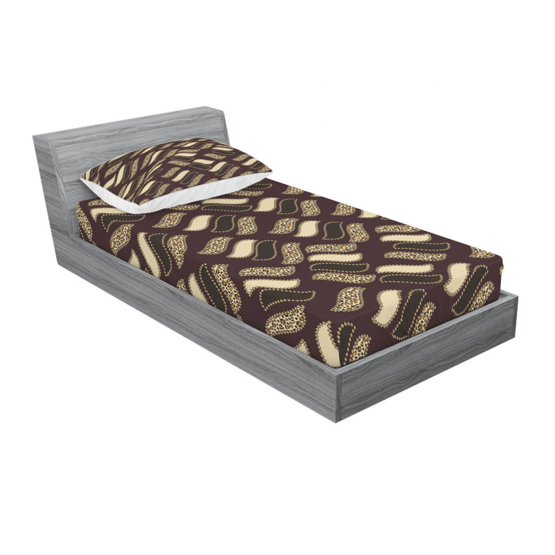 Ensemble de draps à peau ethnique guépard, Ensemble de draps pour lit simple avec drap-housse