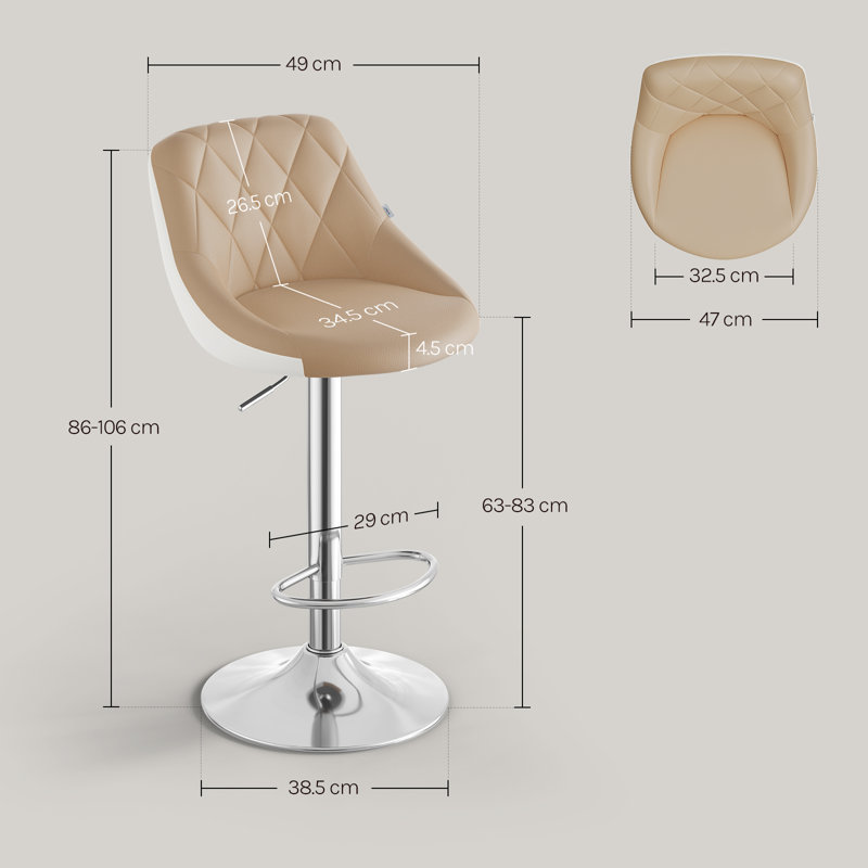 Dequay Swivel Bar Stool, Khaki/White, 1
