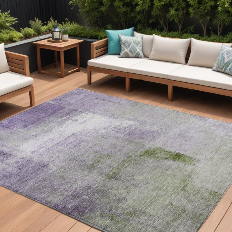 Tapis intérieur lavable abstrait vert 10 pi x 14 pi