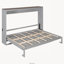 Grand lit escamotable mural avec ports USB, gris