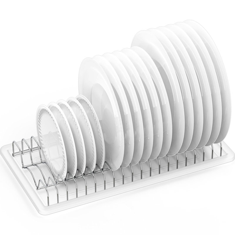 Stainless Steel Plate Drying Rack With Drainboard, Chrome