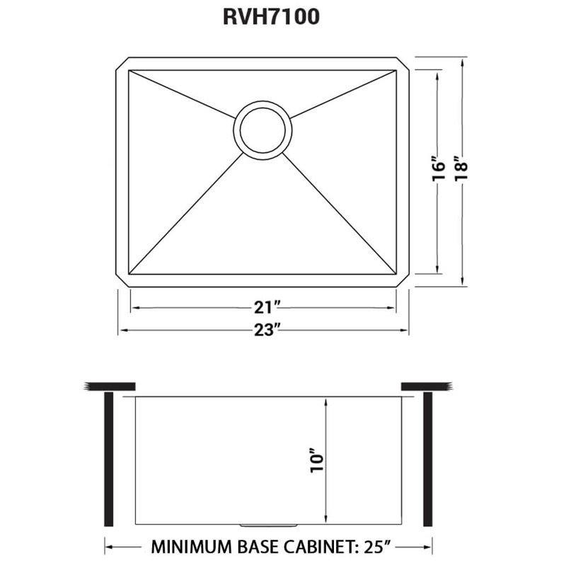Ruvati 23-inch Undermount 16 Gauge Zero Radius Bar Prep Kitchen Sink Stainless Steel Single Bowl - 