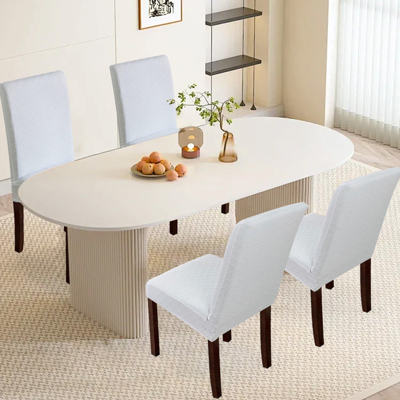 4 housses de chaise imperméables, housses de chaise de salle à manger, housses de chaise Parsons pour la cuisine, Blanc