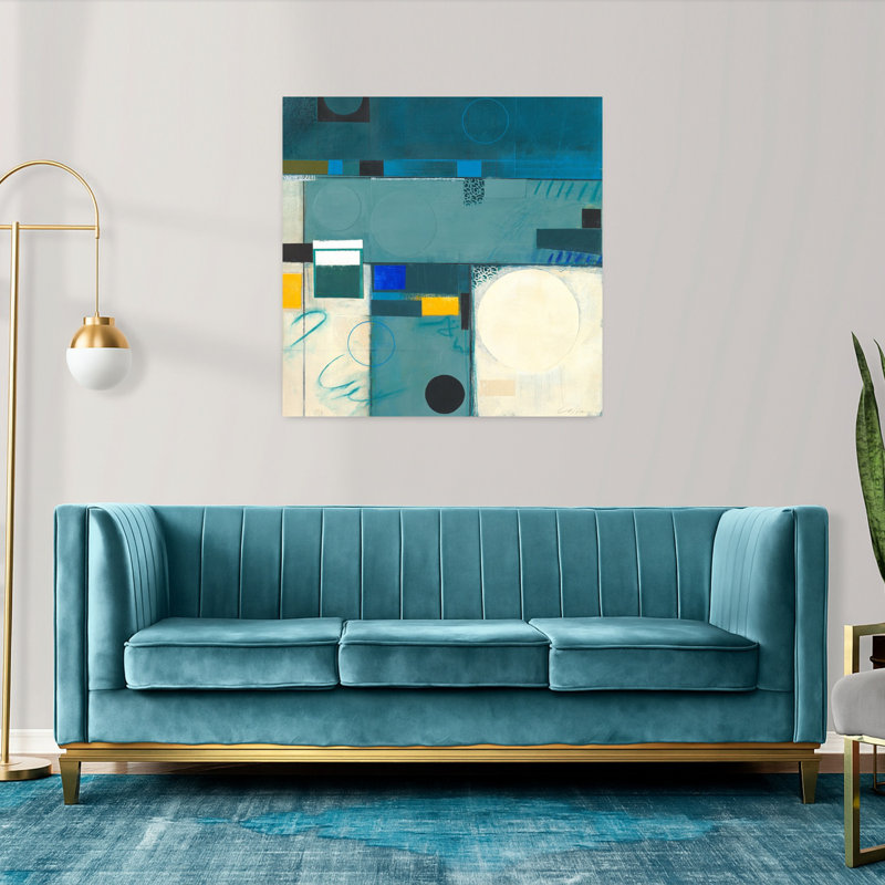 Calypso bleu III, art contemporain abstrait, H 36 po x l 36 po