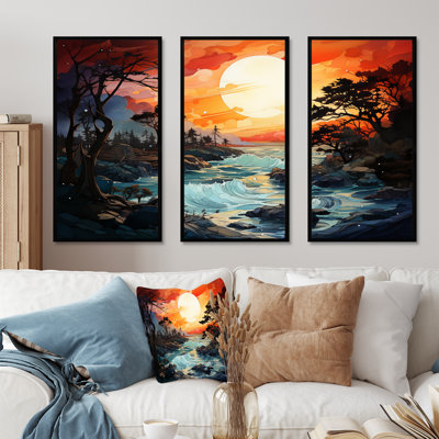 Storms Sunrise Landscape II - Storms Canvas Wall Art Set