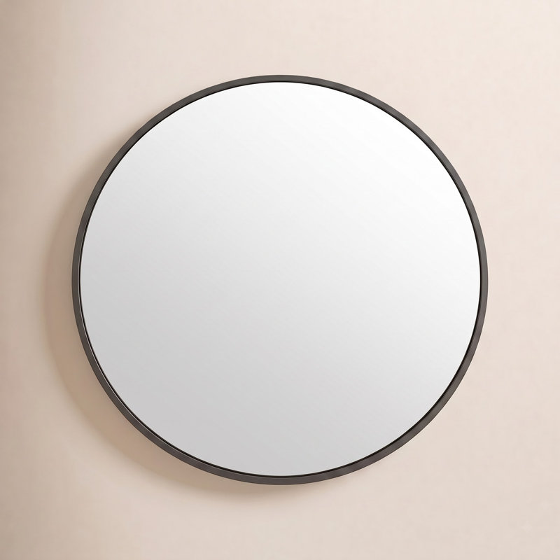 Hub Rubber Round Mirror, Black, 37'' x 37''