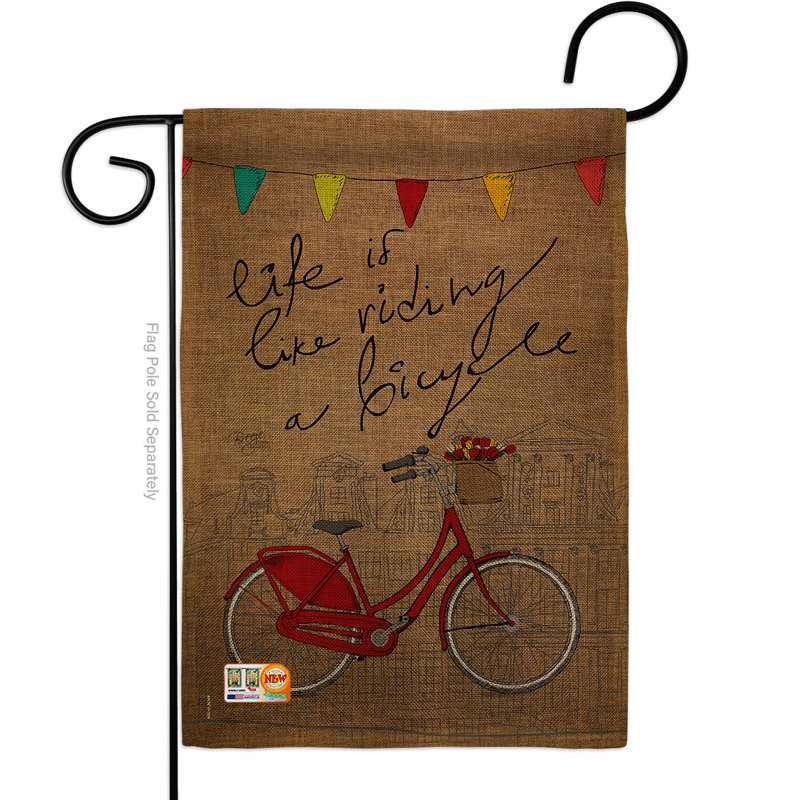 Vélo de vie de vélo de polyester de 2 côtés 19 x 13 po drapeau de jardin