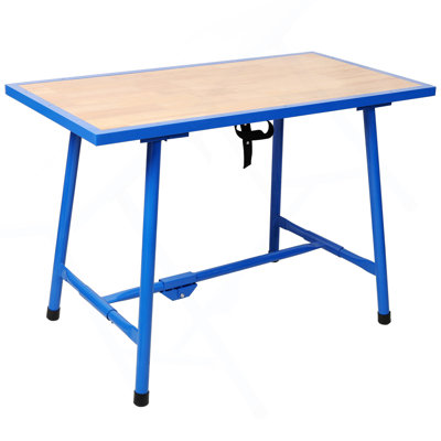 Banc de travail pliable, banc pour outils d'atelier, table d'assemblage de table de montage, capacité de charge de 660 lb, pour atelier, garage, bleu