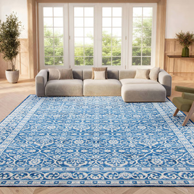 Tapis bleu marine / gris clair Llana