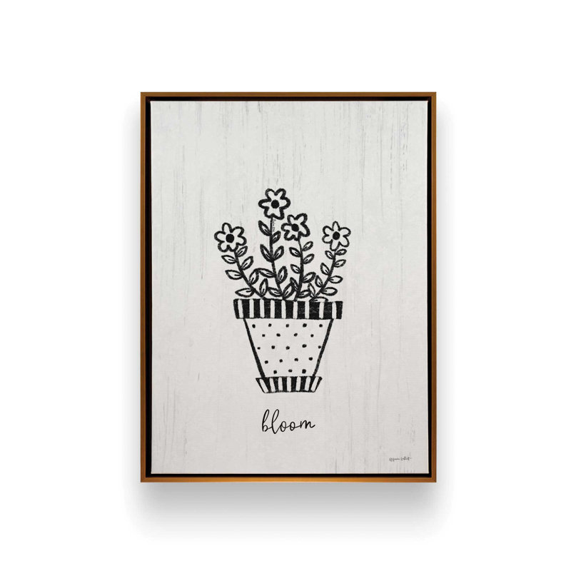 «Funky Flowers - Bloom» par Annie Lapoint, reproduction d'art, L 18 po x H 24 po, Or, Toile avec cadre