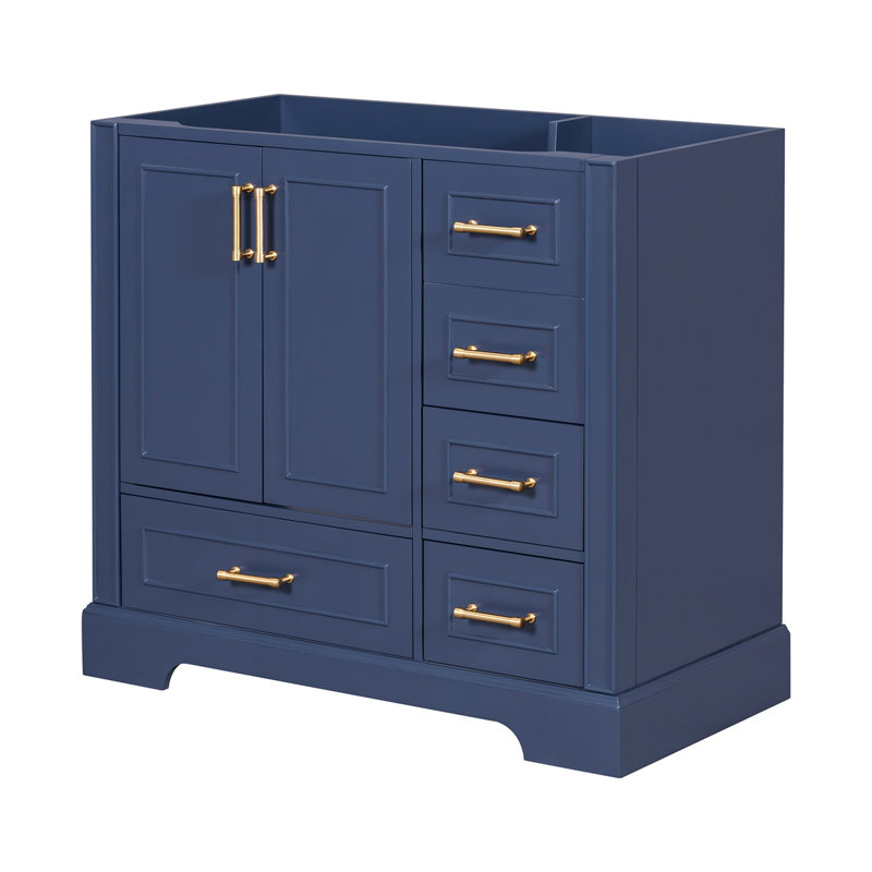 [Cabinet seulement] Meuble-lavabo de salle de bain traditionnel (lavabo non inclus), Bleu marine