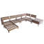Ensemble de 8 meubles de patio modulaires d'extérieur en bois d'acacia, canapé modulaire rembourré beige avec table basse de rangement pour la cour