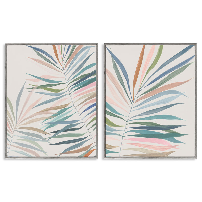Ensemble de 2 giclées tropicales à feuilles tropicales harmonisées, design par Hannah Dawson, Estampe numérique Farmhouse