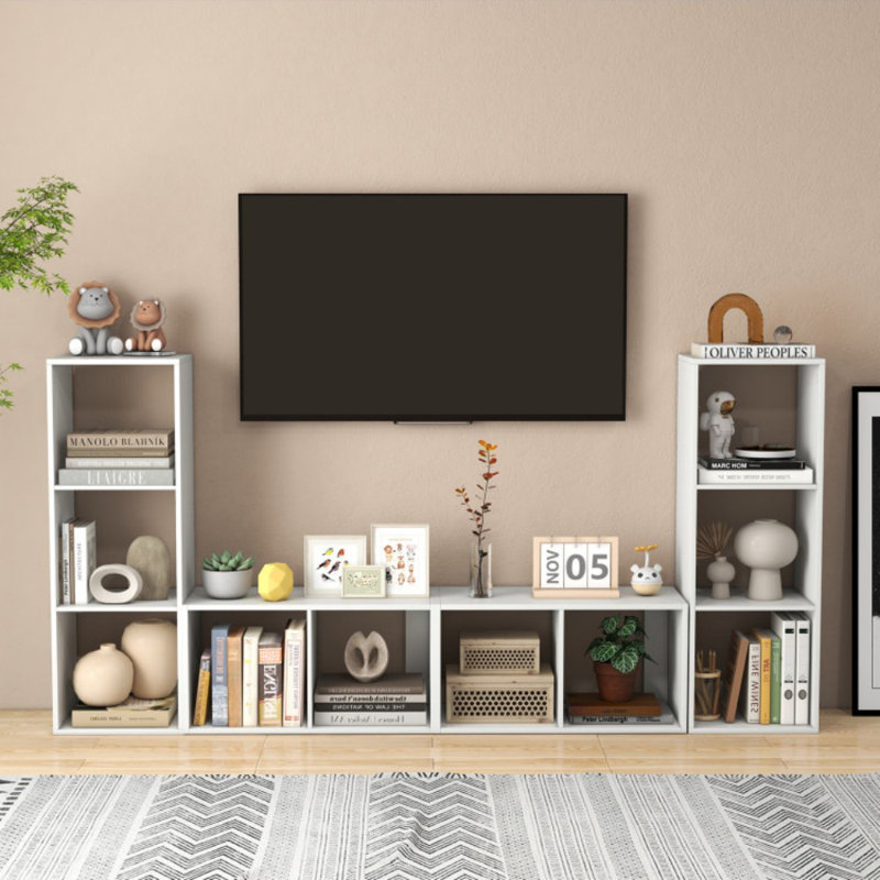 Bibliothèque à 2 cubes avec garde-corps arrière pour la chambre à coucher du salon