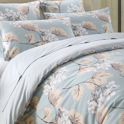 3pcs 800 TC Duvet Cover Set (Without Core), Blue Watercolor Floral, Soft Breathable & Skin-Friendly Bedding Set, Include 1 Duvet Cover And 2 Pillow Case, Suitable For Home, All-Seasons